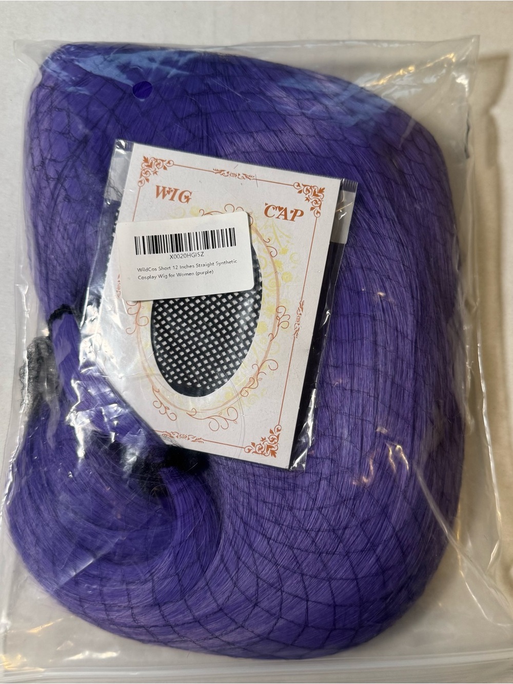 WildCos Purple 12” Short Straight Synthetic Cosplay Halloween Wig New